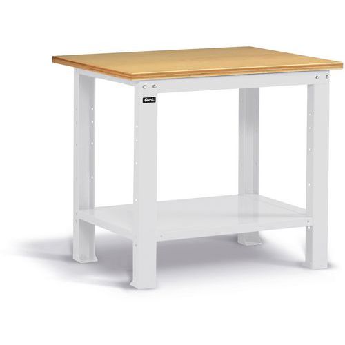 Banco da lavoro con piano in legno - 1024x750x882 mm - Grigio chiaro,