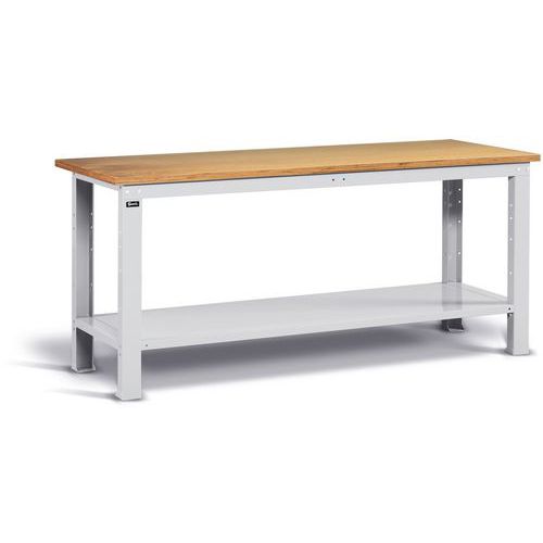 Banco da lavoro con piano in legno - 2000x750x882 mm - Grigio chiaro,