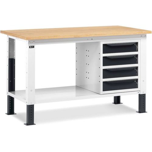 Banco da lavoro Work Up - 1500x750x732/1107 - 4 cassetti - Antracite,