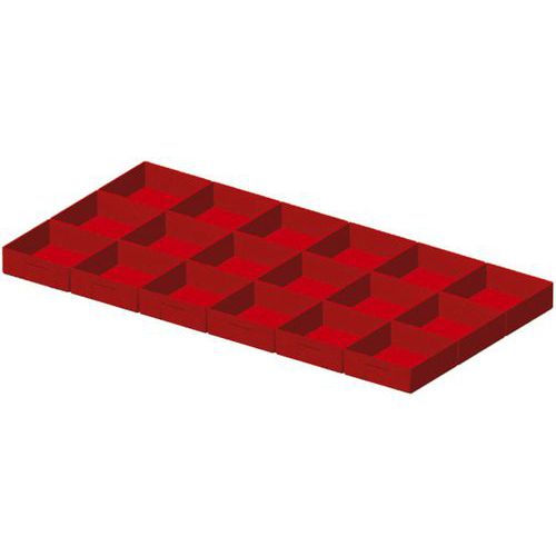 Set di divisori per cassetti da 18 pezzi - 100/125 mm - Rosso,