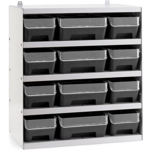 Rack 12 contenitori con frontale RK Box Air - Nero,