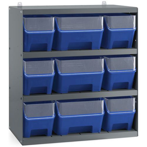 Rack 9 contenitori con frontale RK Box Air - Blu,