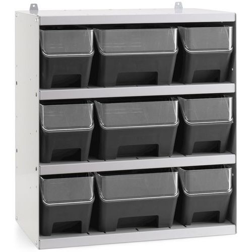 Rack 9 contenitori con frontale RK Box Air - Nero,