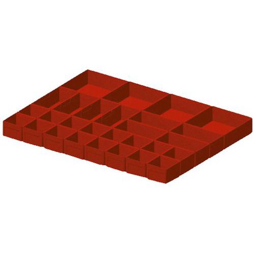Divisorio per cassetti - 28 elementi - 75 mm - Rosso,
