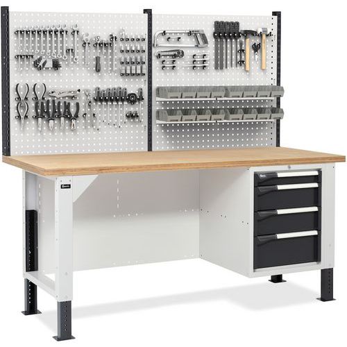 Banco da lavoro con pannello Master BR - 2000x750x1683/2058 mm,