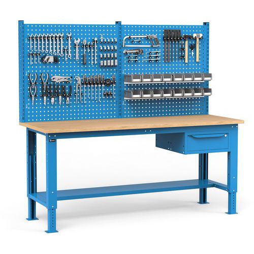 Banco da lavoro Work Up - 1 cassetto - Blu,