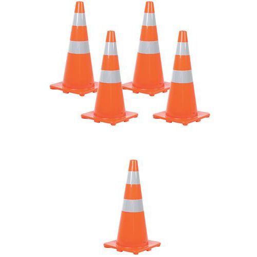 Cono strisce catarifrangenti 70cm-Lotto da 5-Manutan Expert,