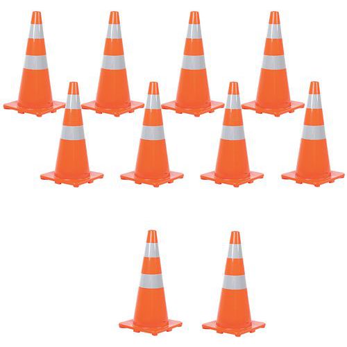 Lotto da 8 coni con strisce catarifrangenti+2 omaggio-70cm,
