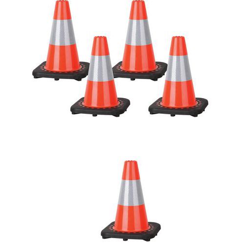 Cono a 1 striscia catarifrangente-Lotto da 5-Manutan Expert,