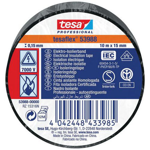 Tesa Nero 53988-00000-00 Nastro Isolante Tesa® Professional (L X L) 10 M X 15 Mm 1 Pz. - Immagine 2