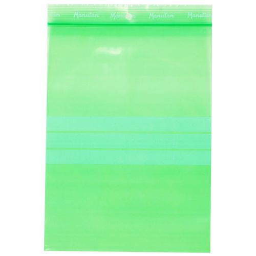 Sacchetti con zip mat ricicl-Verde 100 µm-200x150 mm-Manutan,
