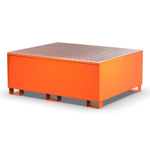 Vasca con griglia zincata per 1 IBC - 1000 L arancio RAL2004,