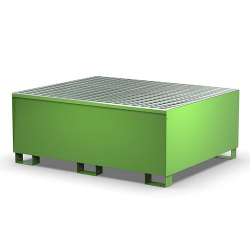 Vasca con griglia zincata per 1 IBC - 1000 L verde RAL6018,
