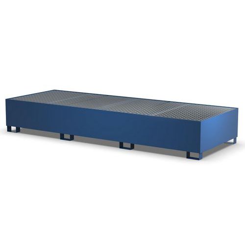 Vasca con griglia zincata per 3 IBC- 2000 L blu RAL5010,