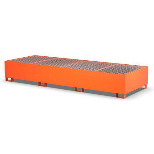 Vasca con griglia zincata per 3 IBC- 2000 L arancio RAL2004,