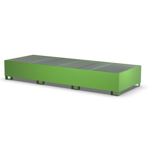 Vasca con griglia zincata per 3 IBC- 2000 L verde RAL6018,