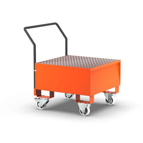 Vasca con griglia 1 fusto 205 L - kit ruote e manico RAL2004,