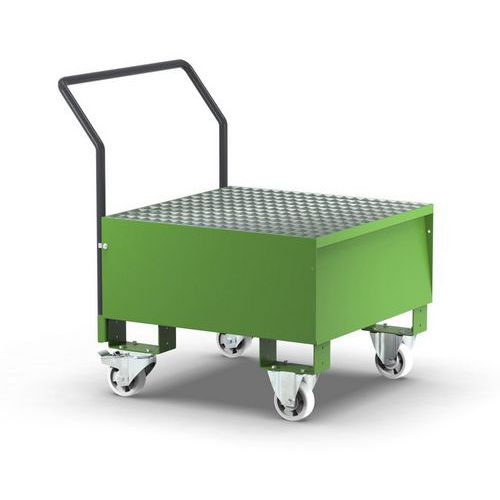 Vasca con griglia 1 fusto 205 L - kit ruote e manico RAL6018,