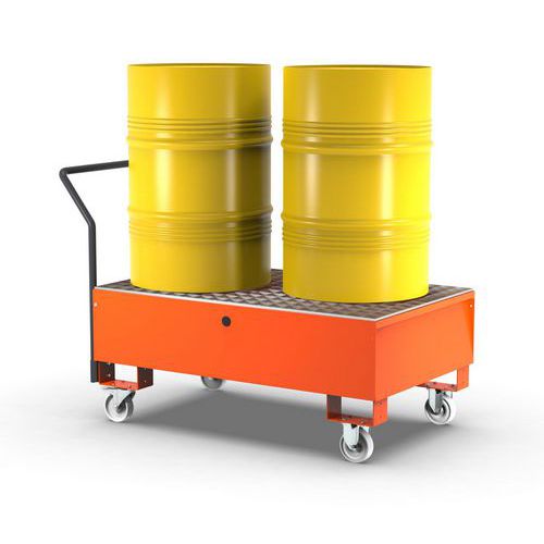 Vasca con griglia 2 fusti 205 L - kit ruote e manico RAL2004,