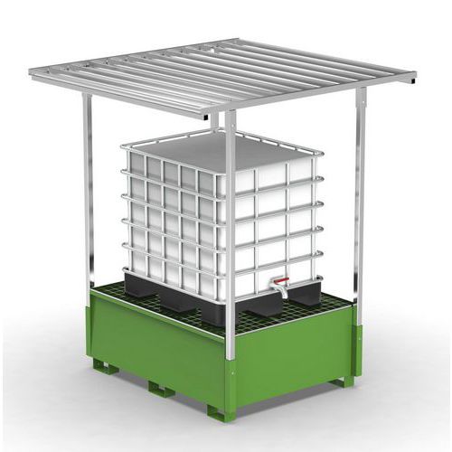 Vasca con tettoia 1000L 1 IBC - verde RAL6018,