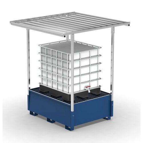 Vasca con tettoia 1000L 1 IBC - blu RAL5012,