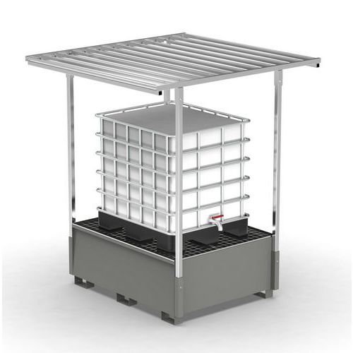 Vasca con tettoia 1000L 1 IBC - grigio RAL7000,