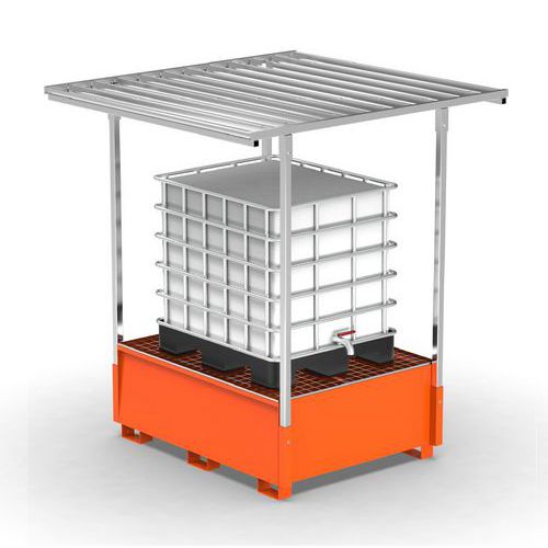 Vasca con tettoia 1000L 1 IBC - arancio RAL2004,