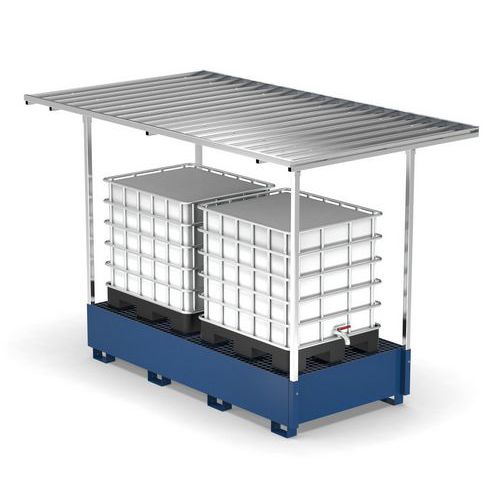 Vasca con tettoia 1400L 2 IBC - blu RAL5012,