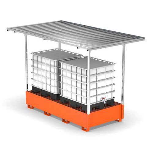 Vasca con tettoia 1400L 2 IBC - arancio RAL2004,