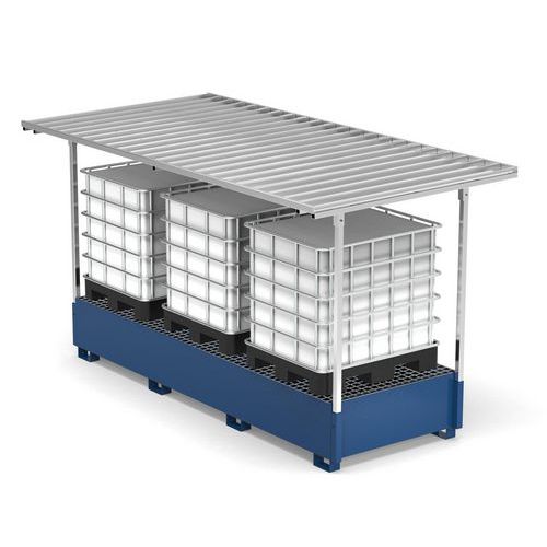 Vasca con tettoia 2000L 3 IBC - blu RAL5012,