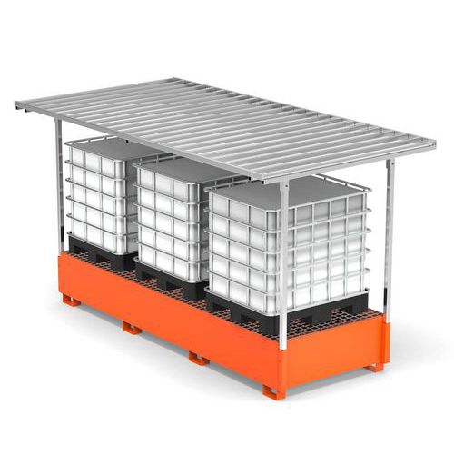 Vasca con tettoia 2000L 3 IBC - grigio RAL7000,