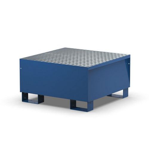 Vasca con griglia zincata per 1 fusto - 200 L blu RAL5010,