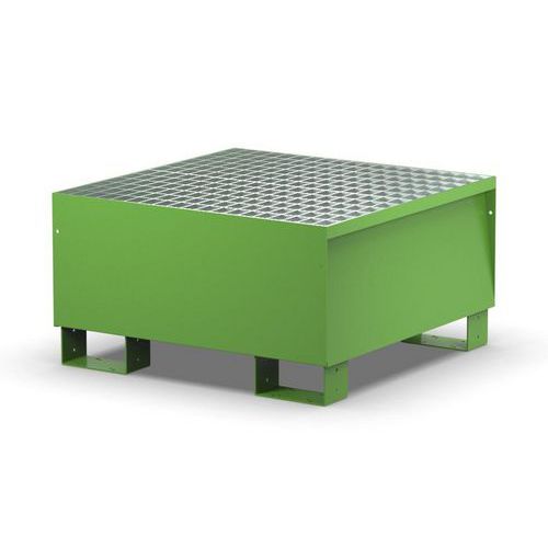 Vasca con griglia zincata per 1 fusto - 200 L verde RAL6018,