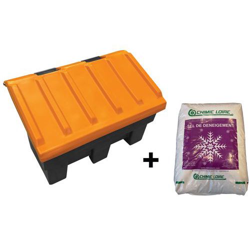 Kit contenitore sale 180 L+sacco di sale antighiaccio 25kg,