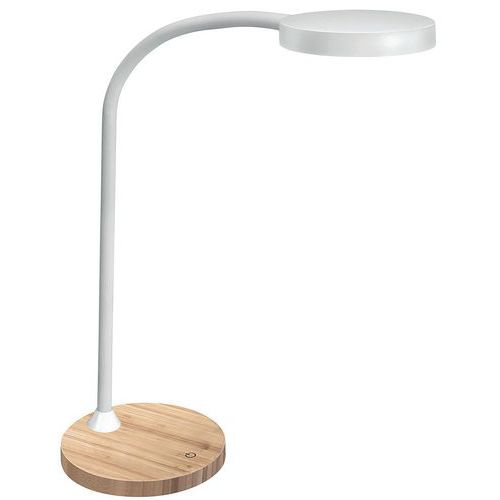 Lampada scrivania led + braccio snodabile Flex bianco/bambù,