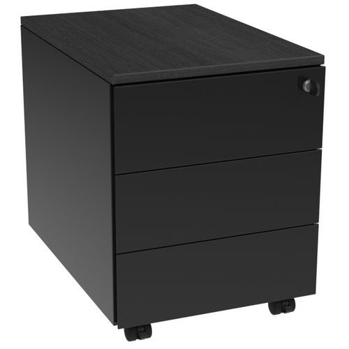 Cassettiera mobile 3 cassetti alti nero Confort 2,