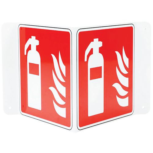 Cartello Estintore antincendio-A V-Alluminio-120x120mm,