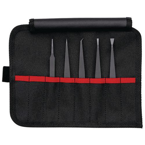 Set di 5 pinzette di precisione in plastica ESD - Knipex,