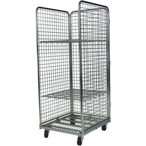 Roll-container in maglia 3 lati - 2 ripiani 720x800x1800,