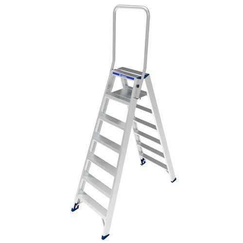 Scaletta a doppio accesso-Parapetto ripiegabile-7 gradini,