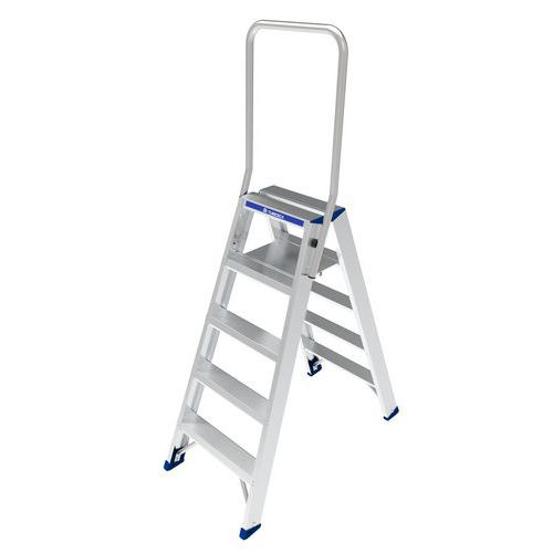 Scaletta a doppio accesso-Parapetto ripiegabile-5 gradini,