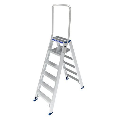 Scaletta a doppio accesso-Parapetto ripiegabile-6 gradini,