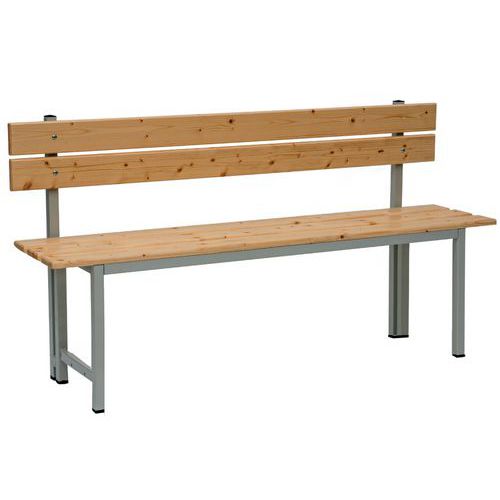 Panca smontata con doghe in legno e schienale L. 1500 mm,