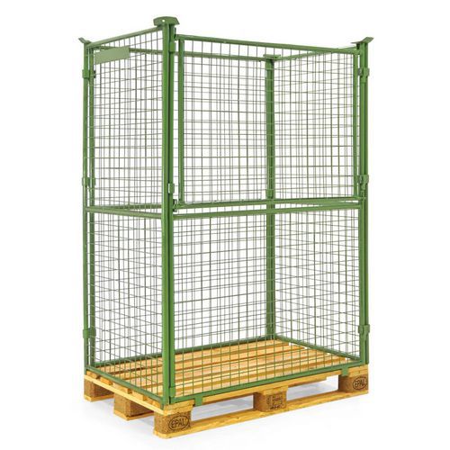 Sponda per pallet impilabile verde - 1/2 lato ribaltabile,