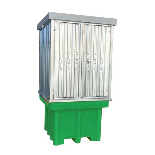 Vasca metallo verniciato 1 IBC- copertura in lamiera zincata,