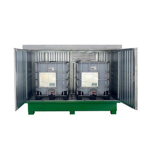 Vasca metallo verniciato 2 IBC- copertura in lamiera zincata,