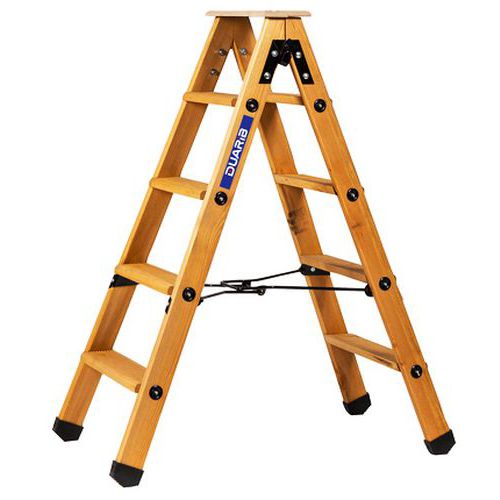 Scaletta a doppia salita in legno 2x4 gradini + pedana,