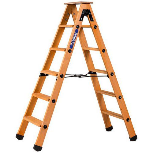 Scaletta a doppia salita in legno 2x5 gradini + pedana,