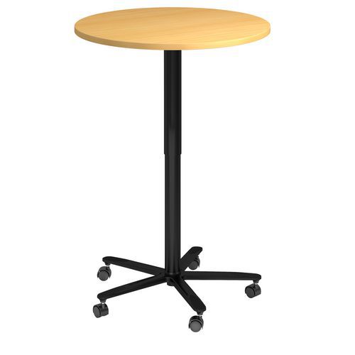 Tavolo riunione rotondo 80 cm regol in altezza faggio/nero,