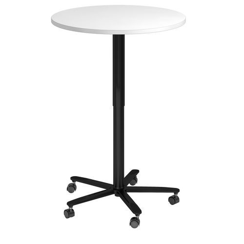 Tavolo riunione rotondo 80 cm regol in altezza bianco/nero,
